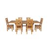 Country Oak 230cm Cross Leg Square Table and 6 Windermere Timber Seat Chairs - 6