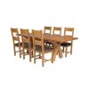 Country Oak 230cm Cross Leg Square Table and 6 Chester Brown Leather Chairs - 2