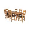 Country Oak 230cm Cross Leg Square Table and 6 Chester Brown Leather Chairs - 3