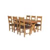 Country Oak 230cm Cross Leg Square Table and 6 Chester Brown Leather Chairs - 4