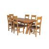 Country Oak 230cm Cross Leg Square Table and 6 Chester Brown Leather Chairs - 5
