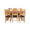 Country Oak 230cm Cross Leg Square Table and 6 Chester Brown Leather Chairs - 7