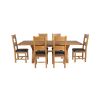 Country Oak 230cm Cross Leg Square Table and 6 Chester Brown Leather Chairs - 8
