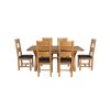 Country Oak 230cm Cross Leg Square Table and 6 Chester Brown Leather Chairs - 9