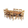Country Oak 230cm Cross Leg Square Table and 8 Chester Brown Leather Chairs - 2