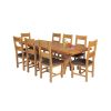 Country Oak 230cm Cross Leg Square Table and 8 Chester Brown Leather Chairs - 3