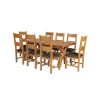 Country Oak 230cm Cross Leg Square Table and 8 Chester Brown Leather Chairs - 4