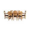 Country Oak 230cm Cross Leg Square Table and 8 Chester Brown Leather Chairs - 5