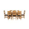 Country Oak 230cm Cross Leg Square Table and 8 Chester Brown Leather Chairs - 6