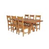 Country Oak 230cm Cross Leg Square Table and 6 Chester Timber Seat Chairs - 2