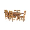 Country Oak 230cm Cross Leg Square Table and 6 Chester Timber Seat Chairs - 3