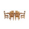 Country Oak 230cm Cross Leg Square Table and 6 Chester Timber Seat Chairs - 6