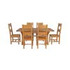 Country Oak 230cm Cross Leg Square Table and 6 Chester Timber Seat Chairs - 7