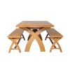 Country Oak 230cm Cross Leg Table and 2 160cm Cross Leg Bench Set - SPRING SALE - 5