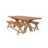 Country Oak 230cm Cross Leg Table and 2 160cm Cross Leg Bench Set - SPRING SALE - 6