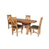 Country Oak 180cm Extending Cross Leg Rounded Corner Table and 4 Grasmere Brown Leather Chairs Set - SPRING SALE - 3
