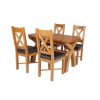 Country Oak 180cm Extending Cross Leg Rounded Corner Table and 4 Grasmere Brown Leather Chairs Set - SPRING SALE - 6