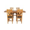 Country Oak 180cm Extending Cross Leg Rounded Corner Table and 4 Grasmere Brown Leather Chairs Set - SPRING SALE - 7