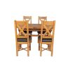Country Oak 180cm Extending Cross Leg Rounded Corner Table and 4 Grasmere Brown Leather Chairs Set - SPRING SALE - 9