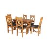 Country Oak 180cm Extending Cross Leg Oval Table and 6 Grasmere Brown Leather Chairs - SPRING SALE - 3