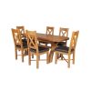 Country Oak 180cm Extending Cross Leg Oval Table and 6 Grasmere Brown Leather Chairs - SPRING SALE - 4