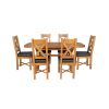Country Oak 180cm Extending Cross Leg Oval Table and 6 Grasmere Brown Leather Chairs - SPRING SALE - 6