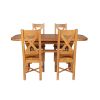 Country Oak 180cm Extending Cross Leg Oval Table and 4 Grasmere Timber Seat Chairs - 4