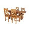 Country Oak 180cm Extending Cross Leg Oval Table and 4 Grasmere Timber Seat Chairs - 2