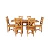 Country Oak 180cm Extending Cross Leg Oval Table and 6 Grasmere Timber Seat Chairs - 5