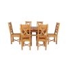 Country Oak 180cm Extending Cross Leg Oval Table and 6 Grasmere Timber Seat Chairs - 6