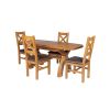 Country Oak 180cm Extending Cross Leg Oval Table and 4 Windermere Brown Leather Chairs - 2