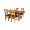 Country Oak 180cm Extending Cross Leg Oval Table and 4 Windermere Brown Leather Chairs - 3