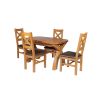 Country Oak 180cm Extending Cross Leg Oval Table and 4 Windermere Brown Leather Chairs - 4