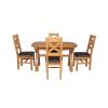 Country Oak 180cm Extending Cross Leg Oval Table and 4 Windermere Brown Leather Chairs - 5