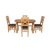 Country Oak 180cm Extending Cross Leg Oval Table and 4 Windermere Brown Leather Chairs - 5