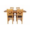 Country Oak 180cm Extending Cross Leg Oval Table and 4 Windermere Brown Leather Chairs - 6