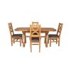 Country Oak 180cm Extending Cross Leg Oval Table and 4 Windermere Brown Leather Chairs - 7
