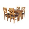 Country Oak 180cm Extending Cross Leg Oval Table and 4 Windermere Brown Leather Chairs - 8