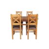 Country Oak 180cm Extending Cross Leg Oval Table and 4 Windermere Brown Leather Chairs - 9