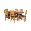 Country Oak 180cm Extending Cross Leg Oval Table and 6 Windermere Brown Leather Chairs - 2