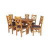 Country Oak 180cm Extending Cross Leg Oval Table and 6 Windermere Brown Leather Chairs - 3