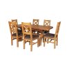 Country Oak 180cm Extending Cross Leg Oval Table and 6 Windermere Brown Leather Chairs - 4