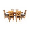 Country Oak 180cm Extending Cross Leg Oval Table and 6 Windermere Brown Leather Chairs - 5