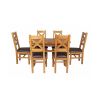 Country Oak 180cm Extending Cross Leg Oval Table and 6 Windermere Brown Leather Chairs - 6