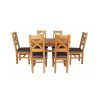Country Oak 180cm Extending Cross Leg Oval Table and 6 Windermere Brown Leather Chairs - 6