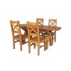 Country Oak 180cm Extending Cross Leg Oval Table and 4 Windermere Timber Seat Chairs - 6