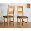 Country Oak 180cm Extending Cross Leg Oval Table and 4 Chester Brown Leather Chairs - 10
