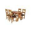Country Oak 180cm Extending Cross Leg Oval Table and 4 Chester Brown Leather Chairs - 3
