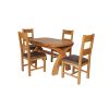 Country Oak 180cm Extending Cross Leg Oval Table and 4 Chester Brown Leather Chairs - 4