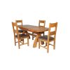 Country Oak 180cm Extending Cross Leg Oval Table and 4 Chester Brown Leather Chairs - 5